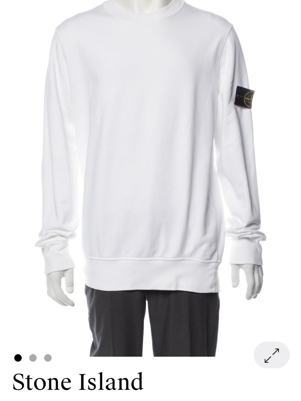 Stone Island White Long-Sleeve Crewneck Sweatshirt